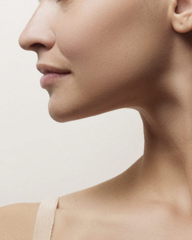 Side profile showing cheek, chin and jawline